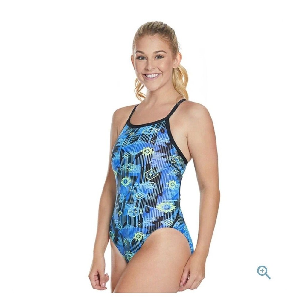 TYR Female Size 30 Azoic Diamondfit Durafast 1pc Swimsuit WDDAZ7A Lined Blue $60